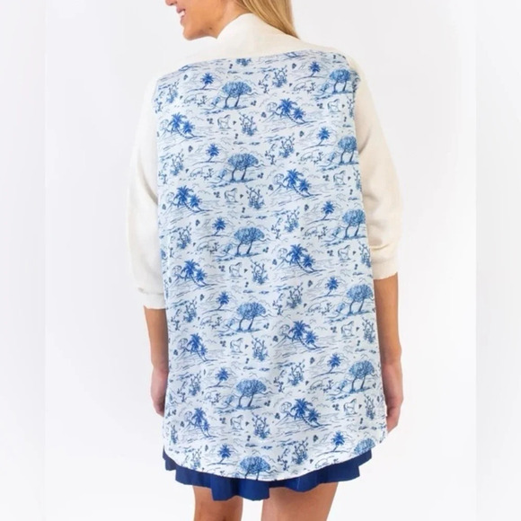 KOCH Longfellow Sweater Royal Toile Size Medium Nature Horses - Picture 3 of 9